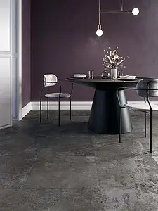 Piastrella di fondo, Effetto cemento, Colore nero, Gres porcellanato smaltato, 60x60 cm, Superficie antiscivolo