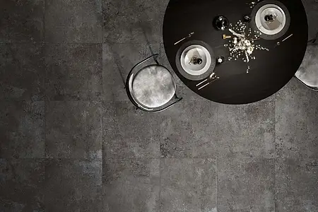 Grundflise, Effekt beton, Farve sort, Glaseret porcelænsstentøj, 60x60 cm, Overflade skridsikker