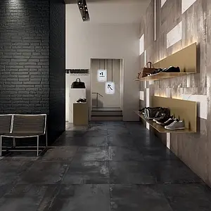 Background tile, Effect brick, Color black, Ceramics, 60x120 cm, Finish matte