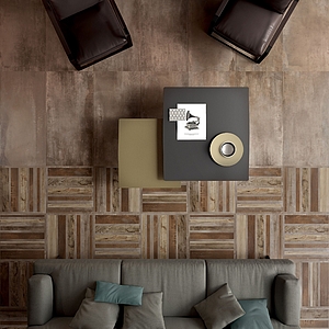 Interno 9 Porcelain Tiles produced by ABK Ceramiche, Wood, metal effect