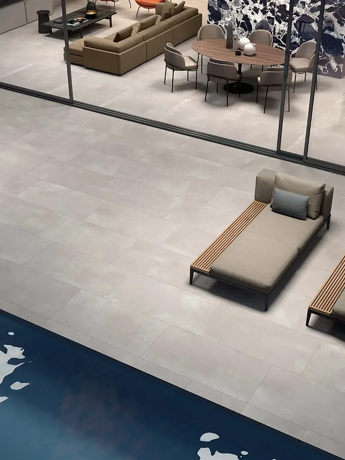 Background tile, Effect concrete, Color grey, Unglazed porcelain stoneware, 60x120 cm, Finish antislip