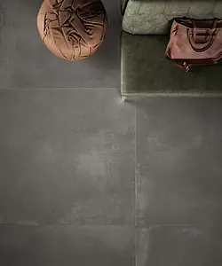 Background tile, Effect concrete, Color black, Unglazed porcelain stoneware, 120x120 cm, Finish antislip