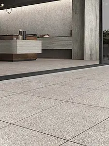 Effekt beton, Farve grå, Grundflise, Uglaseret porcelænsstentøj, 60x120 cm, Overflade skridsikker