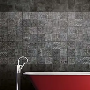 Background tile, Effect concrete, Color black, Glazed porcelain stoneware, 20x20 cm, Finish antislip