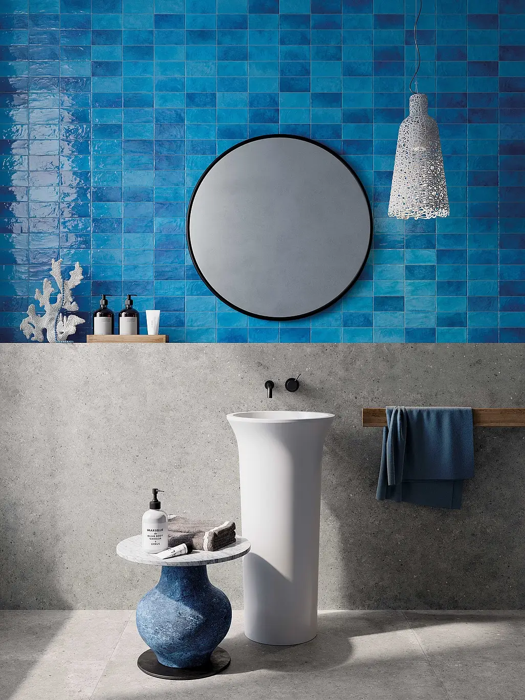 Background tile, Color navy blue, Style designer,zellige, Ceramics, 7.5x15 cm, Finish glossy