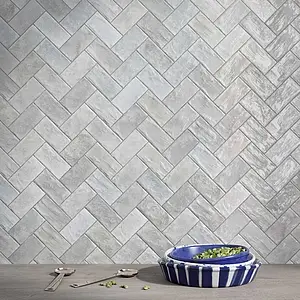 Background tile, Color grey,white, Style handmade,designer, Ceramics, 7.5x15 cm, Finish glossy