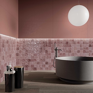 Background tile, Color pink, Style handmade,designer, Ceramics, 10x10 cm, Finish glossy