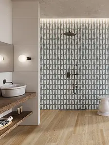 Grundflise, Effekt beton, Farve grå,hvid, Stil håndlavet,designer, Glaseret porcelænsstentøj, 120x280 cm, Overflade mat