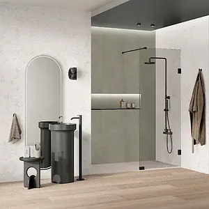 Grundflise, Effekt andre sten, Farve hvid, Stil designer, Uglaseret porcelænsstentøj, 120x280 cm, Overflade skridsikker
