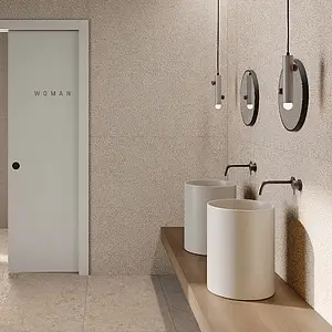 Grundflise, Effekt andre sten, Farve beige, Stil designer, Glaseret porcelænsstentøj, 60x120 cm, Overflade skridsikker
