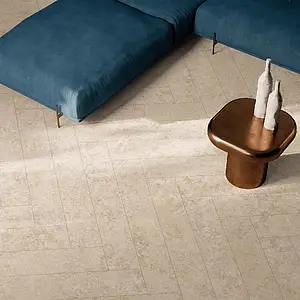 Grundflise, Effekt andre sten, Farve beige, Stil designer, Uglaseret porcelænsstentøj, 20x120 cm, Overflade skridsikker