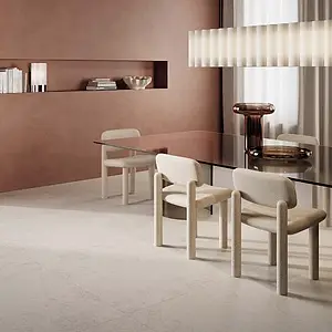 Grundflise, Effekt andre sten, Farve hvid, Stil designer, Uglaseret porcelænsstentøj, 120x120 cm, Overflade skridsikker