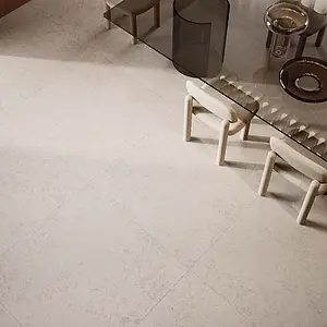 Grundflise, Effekt andre sten, Farve hvid, Stil designer, Uglaseret porcelænsstentøj, 120x120 cm, Overflade skridsikker