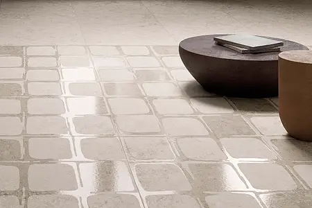 Grundflise, Effekt andre sten, Farve hvid, Stil designer, Uglaseret porcelænsstentøj, 60x120 cm, Overflade skridsikker