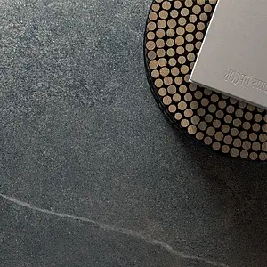 Carrelage, Effet pierre,calcaire, Teinte noire, Style designer, Grès cérame non-émaillé, 120x120 cm, Surface antidérapante
