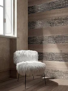 Dekor, Textur trä,metall, Färg brun, Stil designer, Glaserad granitkeramik, 20x120 cm, Yta halksäker