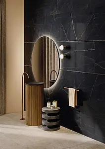 Background tile, Effect stone,other marbles, Color black, Unglazed porcelain stoneware, 60x120 cm, Finish polished