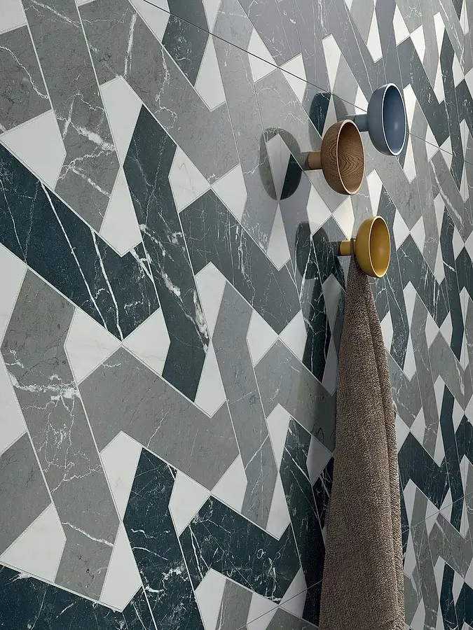 Carrelage, Effet autres types de marbre, Teinte multicolore, Grès cérame émaillé, 60x120 cm, Surface polie