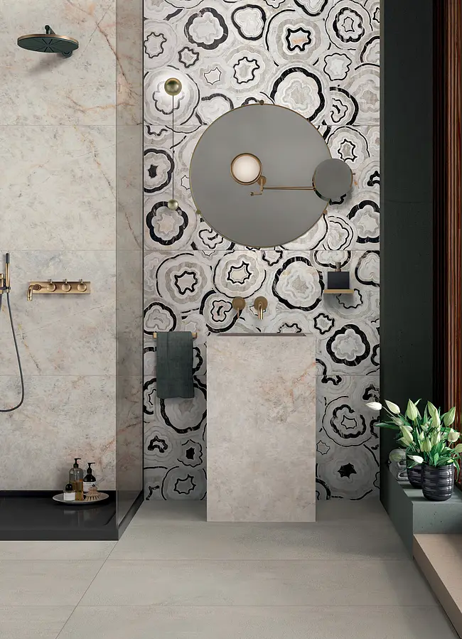 Background tile, Effect quartzite, Color grey, Glazed porcelain stoneware, 60x120 cm, Finish polished