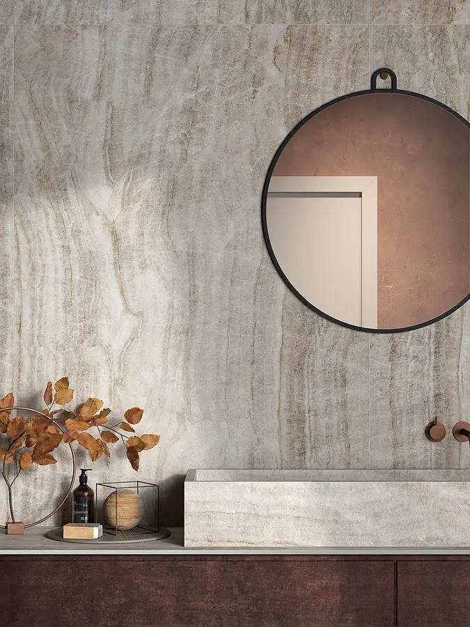 Background tile, Effect other marbles, Color beige,grey, Glazed porcelain stoneware, 120x280 cm, Finish Honed