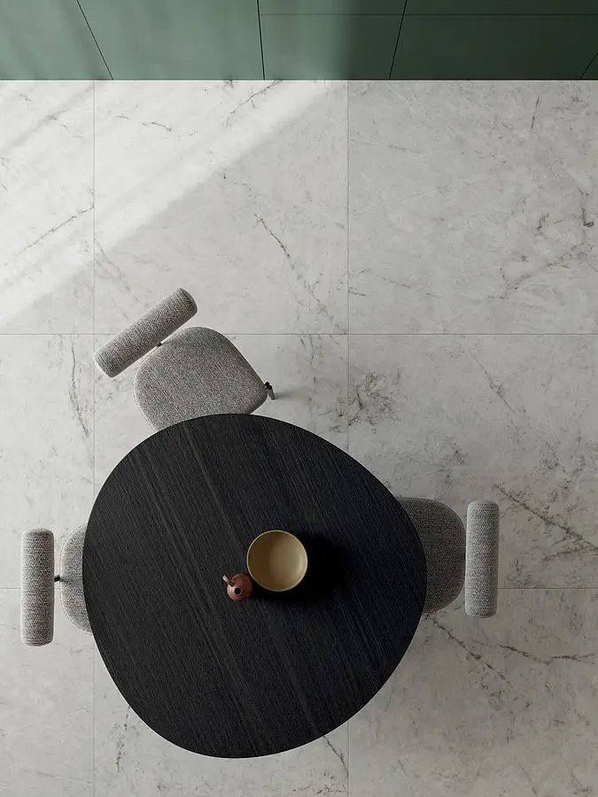 Background tile, Effect quartzite, Color grey,white, Unglazed porcelain stoneware, 120x120 cm, Finish antislip