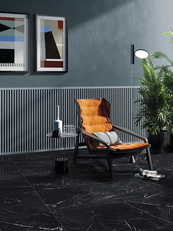 Background tile, Effect other marbles, Color black, Unglazed porcelain stoneware, 60x120 cm, Finish polished