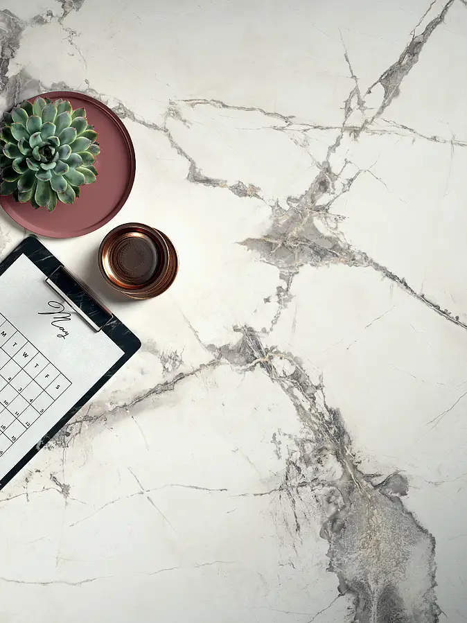 Background tile, Effect other marbles, Color white, Unglazed porcelain stoneware, 120x120 cm, Finish antislip