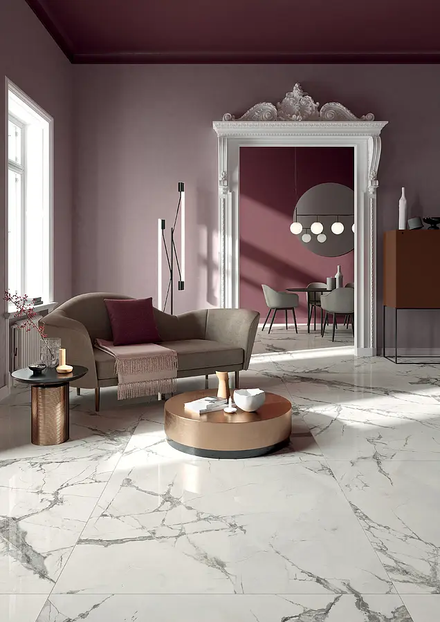 Background tile, Effect other marbles, Color white, Unglazed porcelain stoneware, 120x120 cm, Finish polished