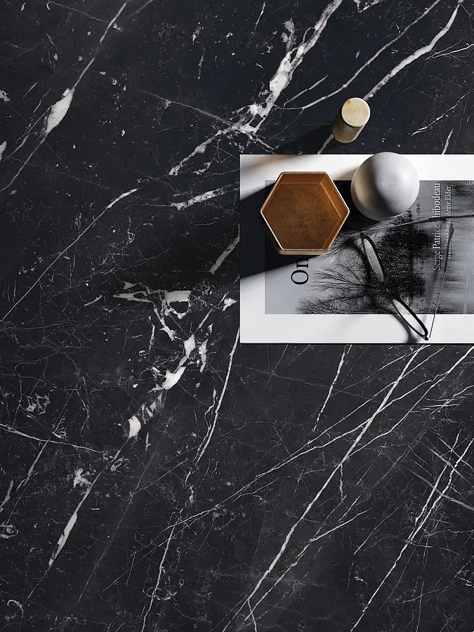 Background tile, Effect other marbles, Color black, Unglazed porcelain stoneware, 120x120 cm, Finish polished