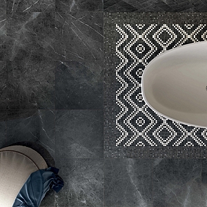 Effect stone, Color grey, Mosaic tile, Glazed porcelain stoneware, 30x30 cm, Finish glossy