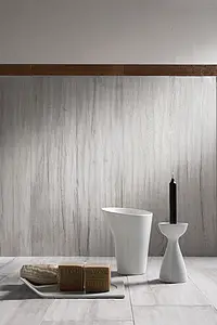 Piastrella di fondo, Effetto legno, Colore bianco, Gres porcellanato smaltato, 13.5x80 cm, Superficie opaca