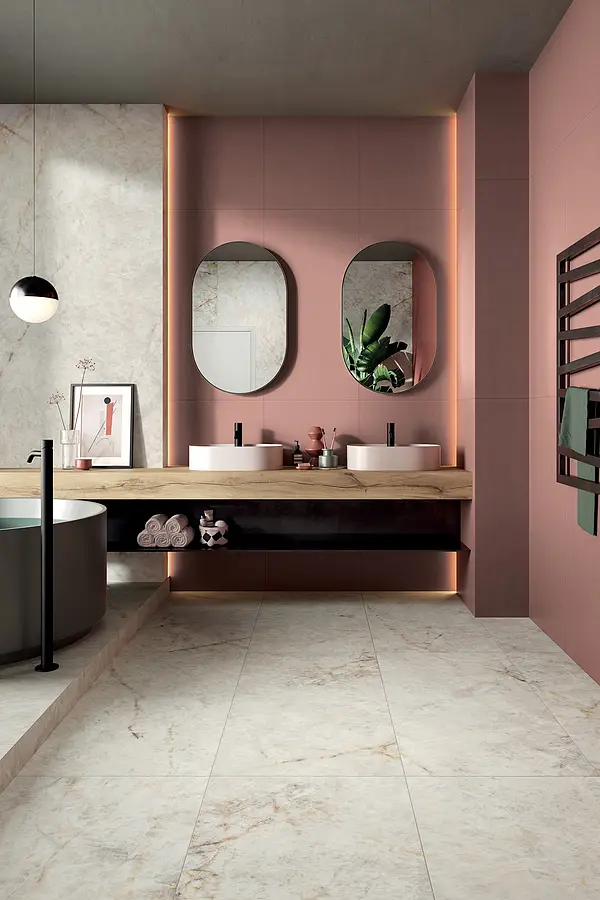 Background tile, Color red, Ceramics, 60x120 cm, Finish matte