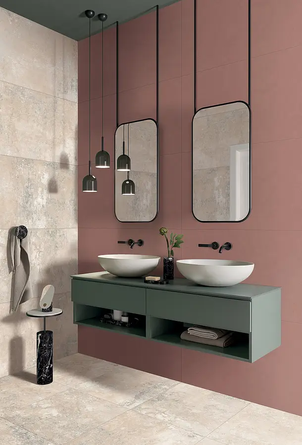 Background tile, Color red, Ceramics, 60x120 cm, Finish matte