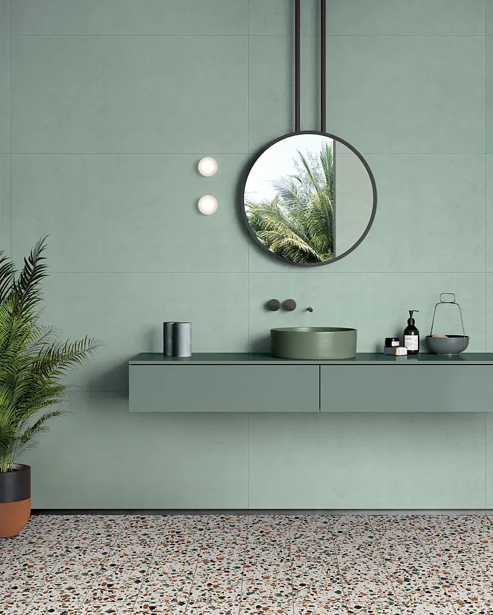 Background tile, Color green, Ceramics, 60x120 cm, Finish matte