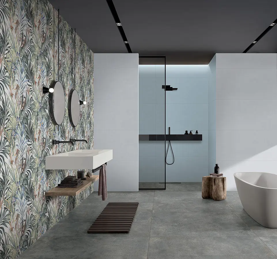 Background tile, Effect fabric, Color multicolor, Glazed porcelain stoneware, 60x120 cm, Finish antislip