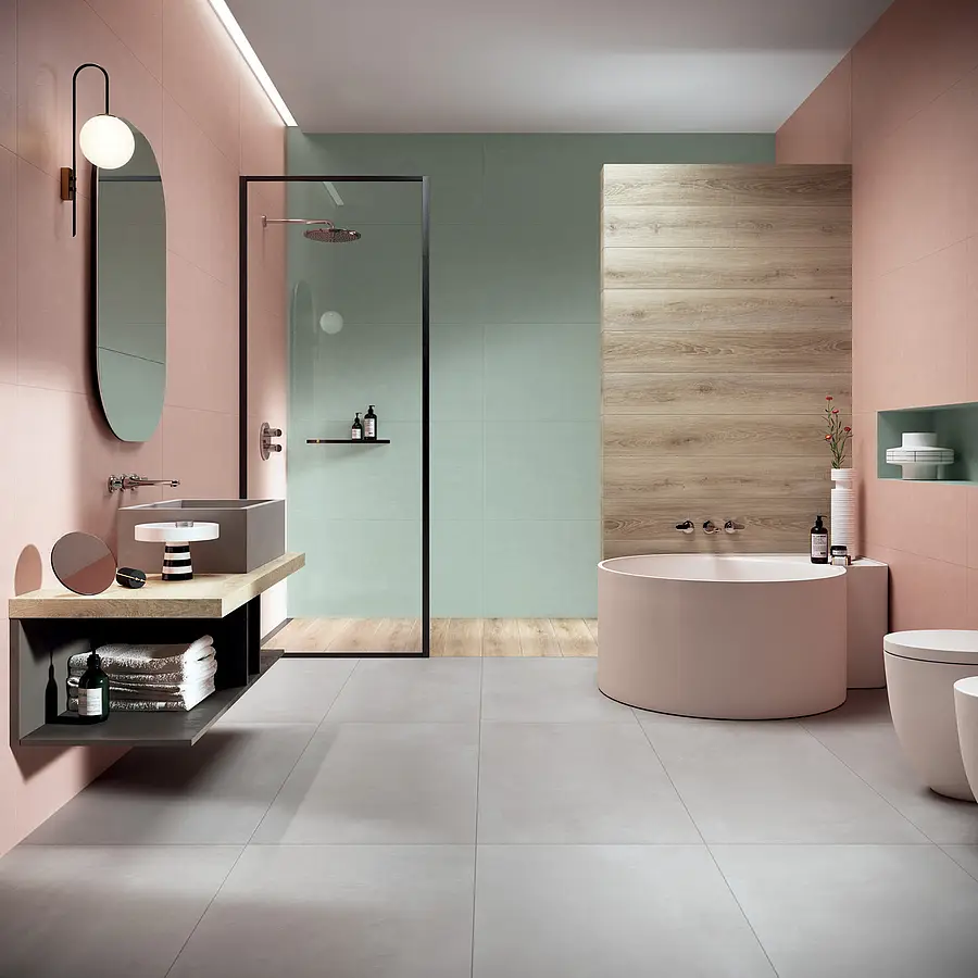 Background tile, Color pink, Ceramics, 60x120 cm, Finish matte