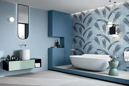 Background tile, Effect unicolor, Color sky blue, Ceramics, 60x120 cm, Finish matte