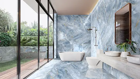 Background tile, Effect stone,other marbles, Color sky blue, Glazed porcelain stoneware, 60x120 cm, Finish semi-polished