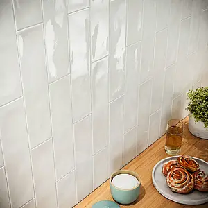 Background tile, Effect unicolor, Color white, Ceramics, 7.5x30 cm, Finish glossy