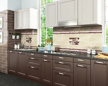 Background tile, Effect unicolor, Color brown, Style metro, Ceramics, 10x30 cm, Finish glossy