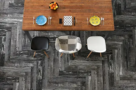 Background tile, Effect wood, Color black, Glazed porcelain stoneware, 15x90 cm, Finish Honed