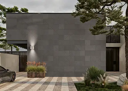 Background tile, Color black, Cement, 50x50 cm, Finish 3D