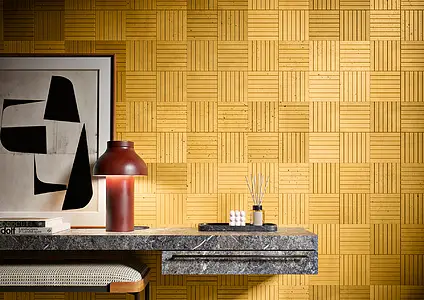 Background tile, Color yellow, Cement, 25x25 cm, Finish 3D