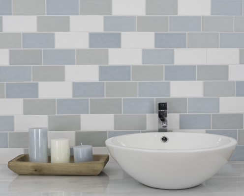 Background tile, Effect unicolor, Color white, Ceramics, 6.5x13 cm, Finish matte