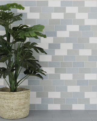 Background tile, Effect unicolor, Color white, Ceramics, 6.5x13 cm, Finish matte