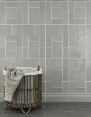 Piastrella di fondo, Effetto unicolore, Colore grigio, Ceramica, 6.5x13 cm, Superficie lucida