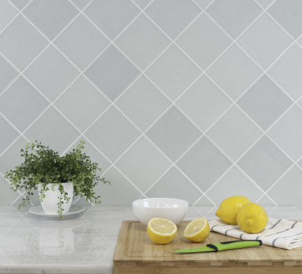 Background tile, Effect unicolor, Color grey,sky blue, Ceramics, 13x13 cm, Finish matte