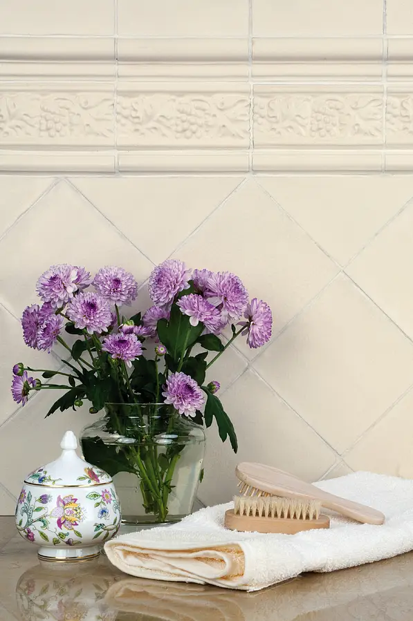 Background tile, Effect unicolor, Color white, Ceramics, 15x15 cm, Finish matte