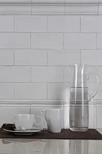 Bordo, Effetto unicolore, Colore bianco, Ceramica, 7.5x15 cm, Superficie opaca