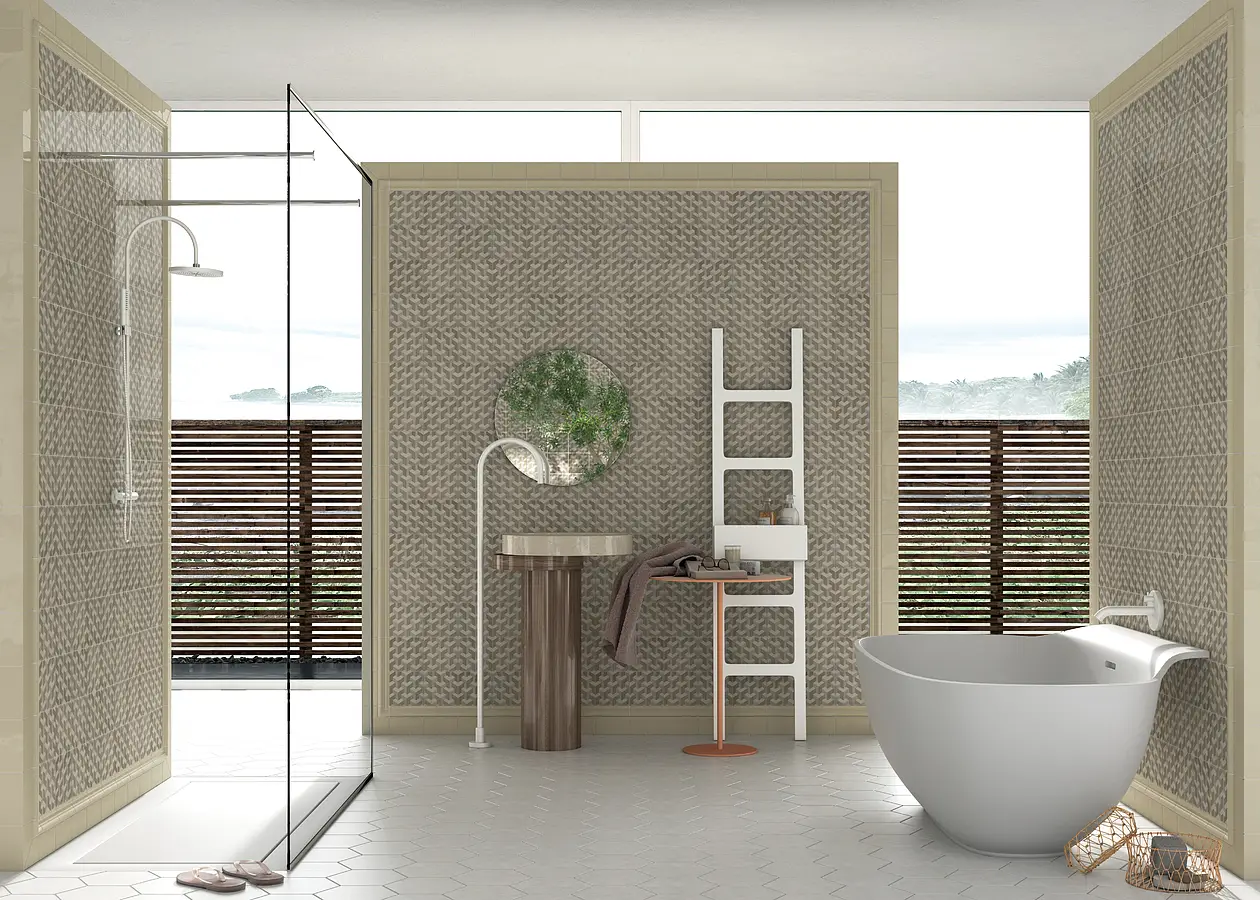 Decorative piece, Color beige, Ceramics, 15x15 cm, Finish glossy